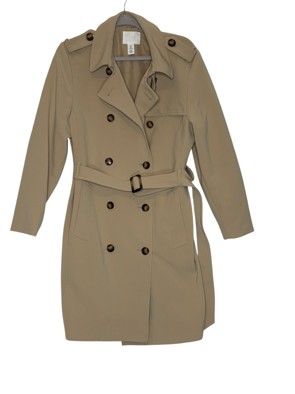 H&M Tan Double Breasted Belted Trench Coat | L - Picture 3 of 10
